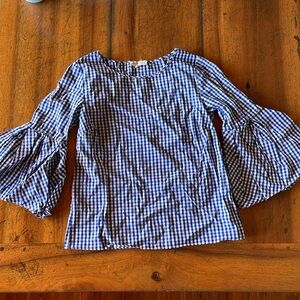JANE AND DELANCY | gingham pattern 3 quarter bell sleeve top | size xs